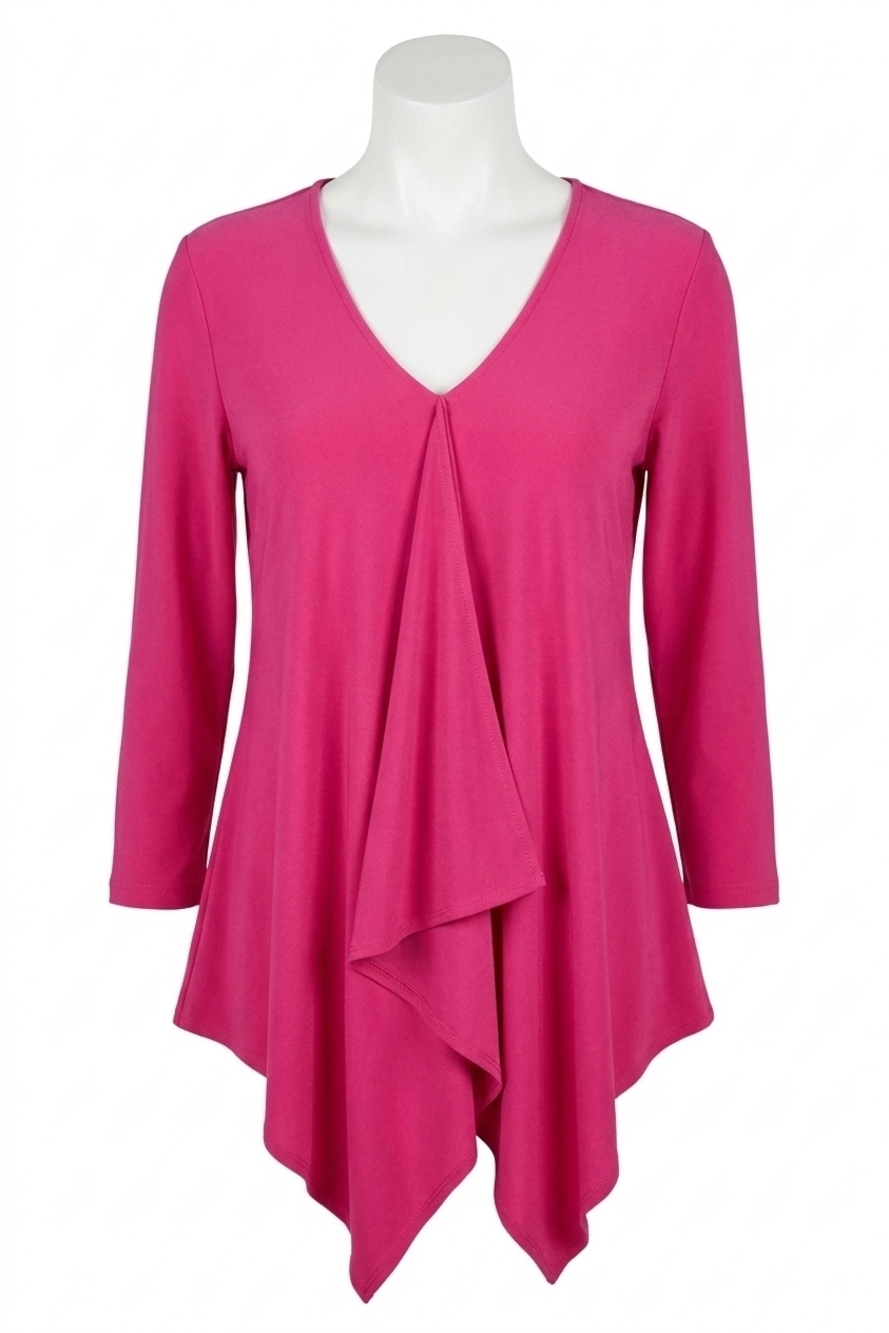NEW JOSEPH RIBKOFF women's drape front tunic top in hot pink